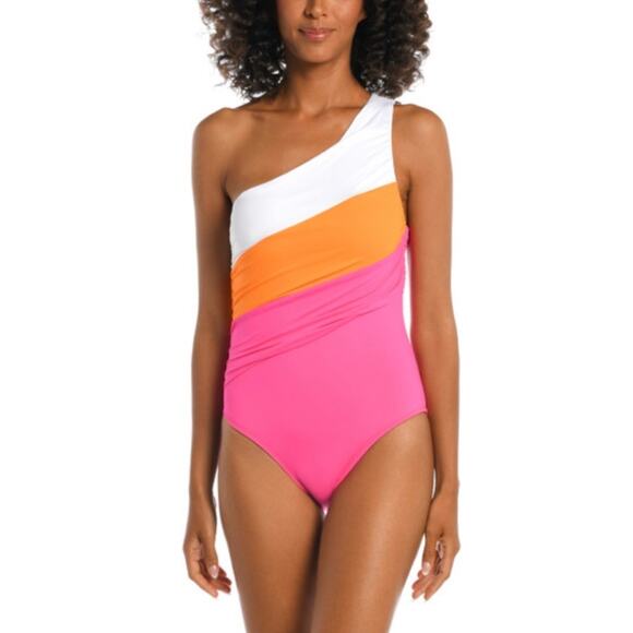 La Blanca Tangerine Island Goddess One Shoulder One Piece Swim Suit 8 NWT - Picture 2 of 4